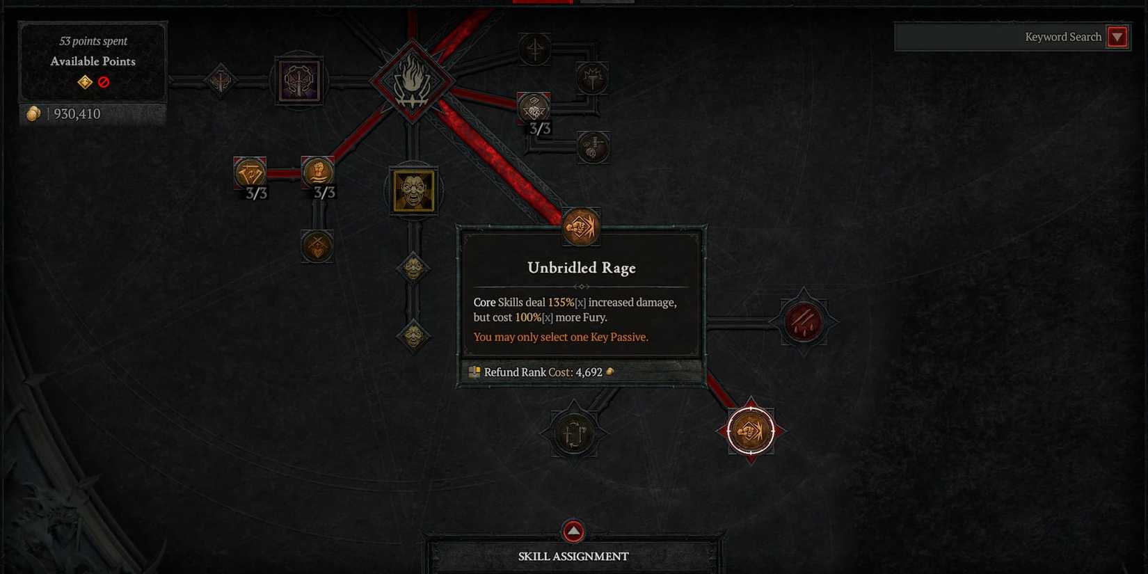 The Barbarian's Unbridled Rage passive in Diablo 4