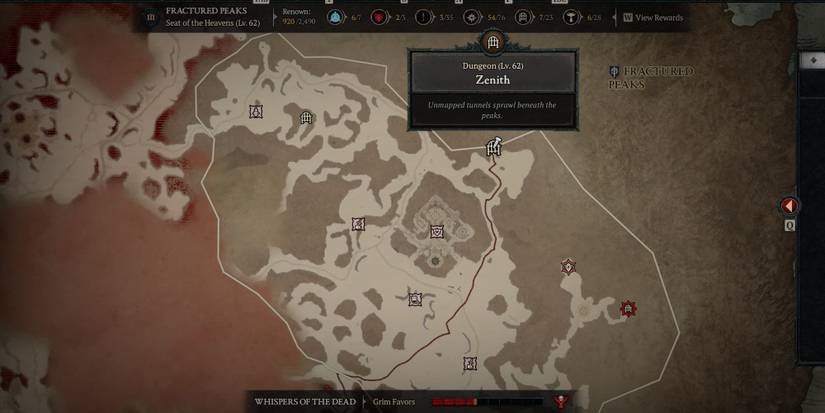 Zenith dungeon location in Diablo 4 
