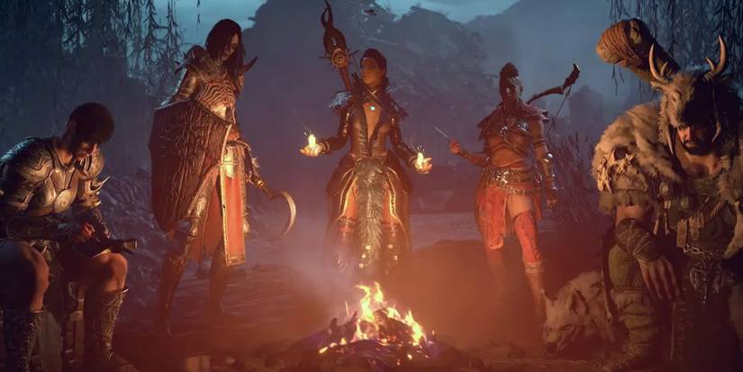 Diablo 4 Classes around campfire