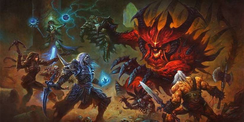 Diablo warrior classes fighting a demon