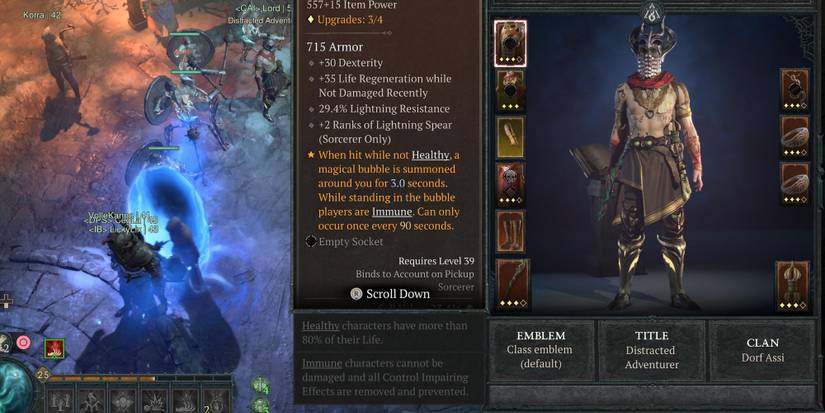 A player with the title Distracted Adventurer in DIablo 4