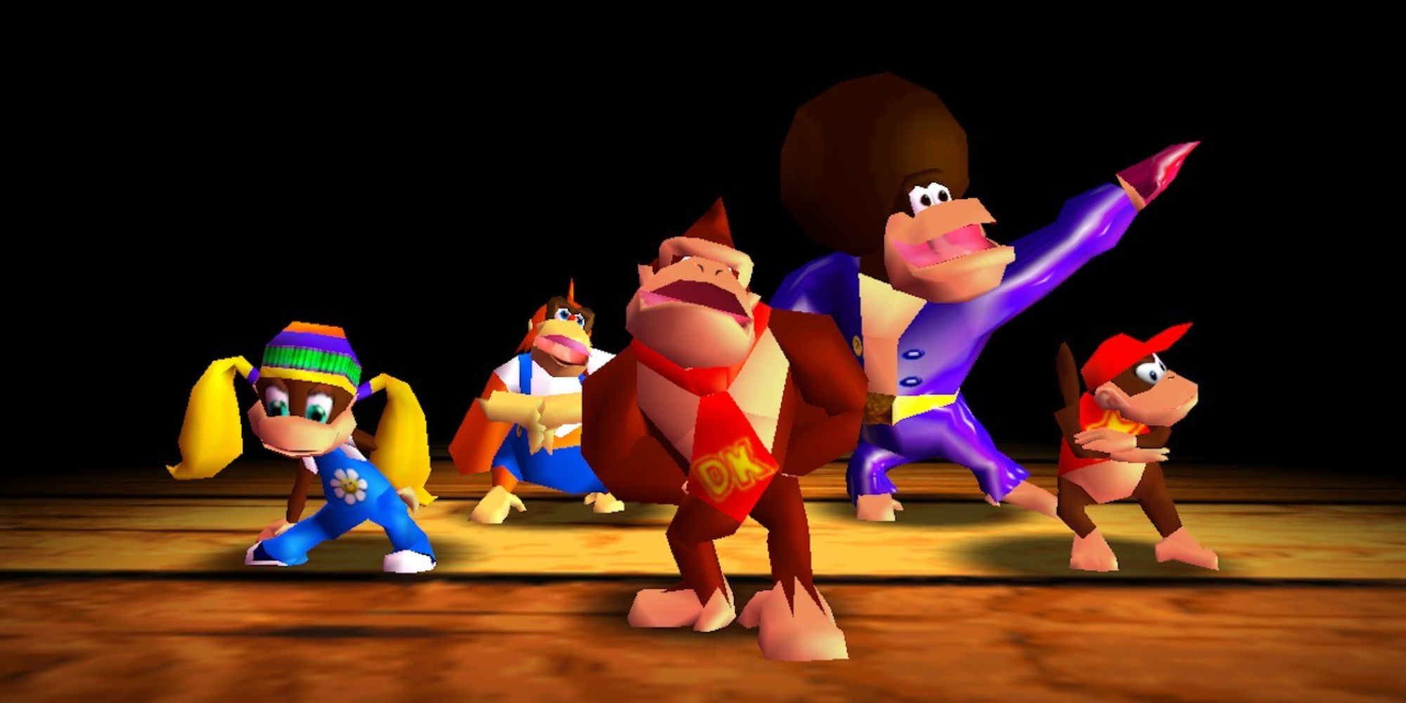 The Donkey Kong 64 characters in the DK Rap intro
