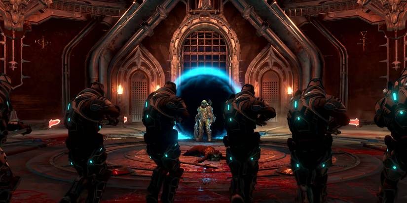 Doom Slayer about to face soldiers