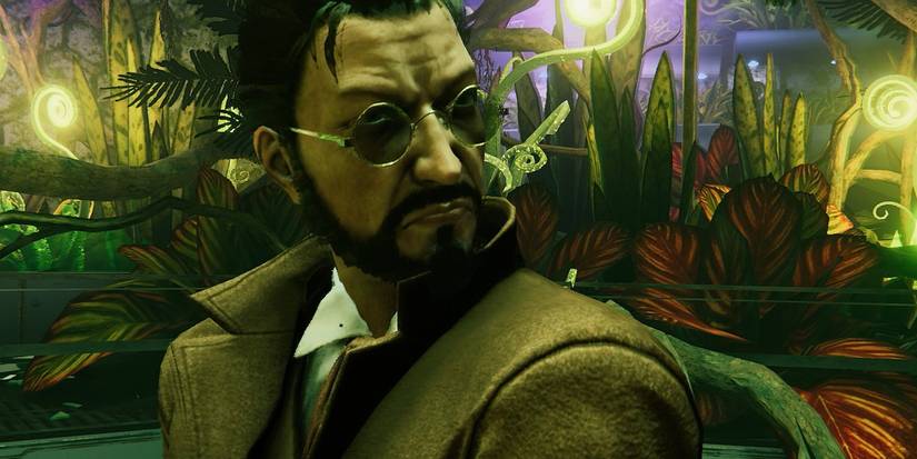 Dr. Curien from House of the Dead surrounded by plants