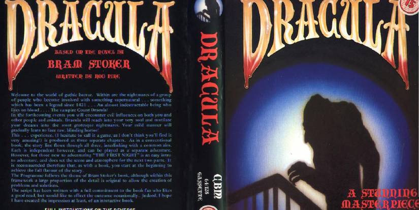 Cover for the 1988 Dracula game, which shows the count as he appears in Nosferatu. 