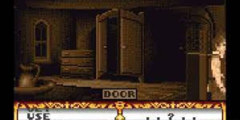 Screenshot demonstrating the point and click gameplay of Dracula the Undead. 
