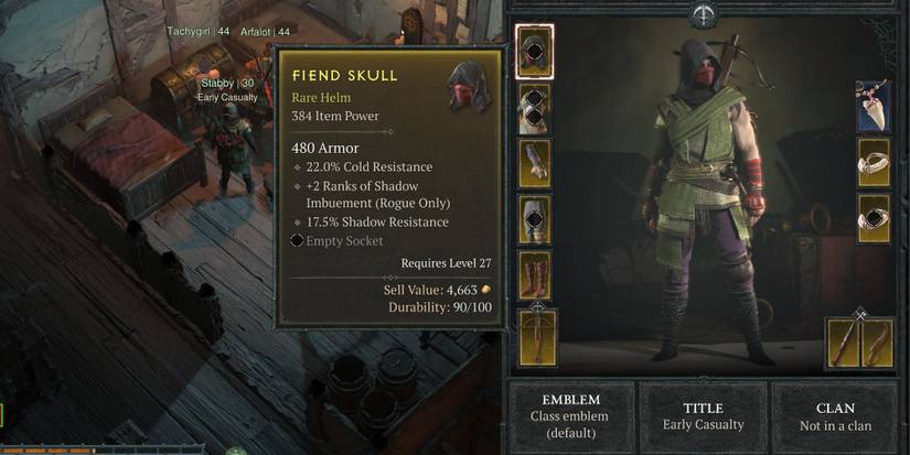 A player with the title Early Casualty in Diablo 4