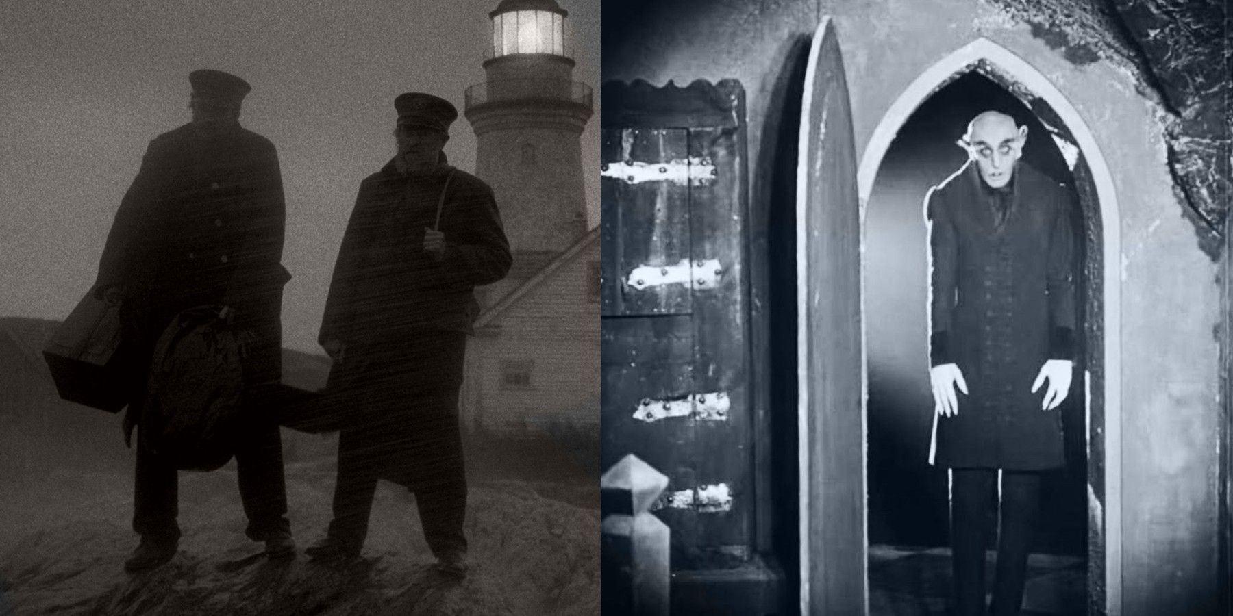 The Lighthouse and Nosferatu split image