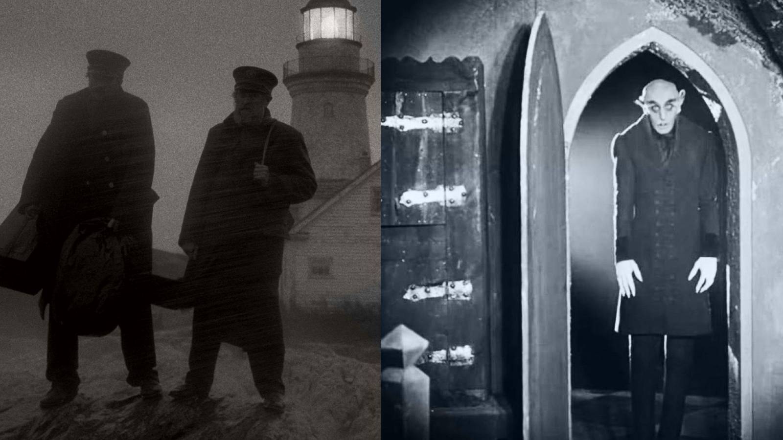 The Lighthouse and Nosferatu split image
