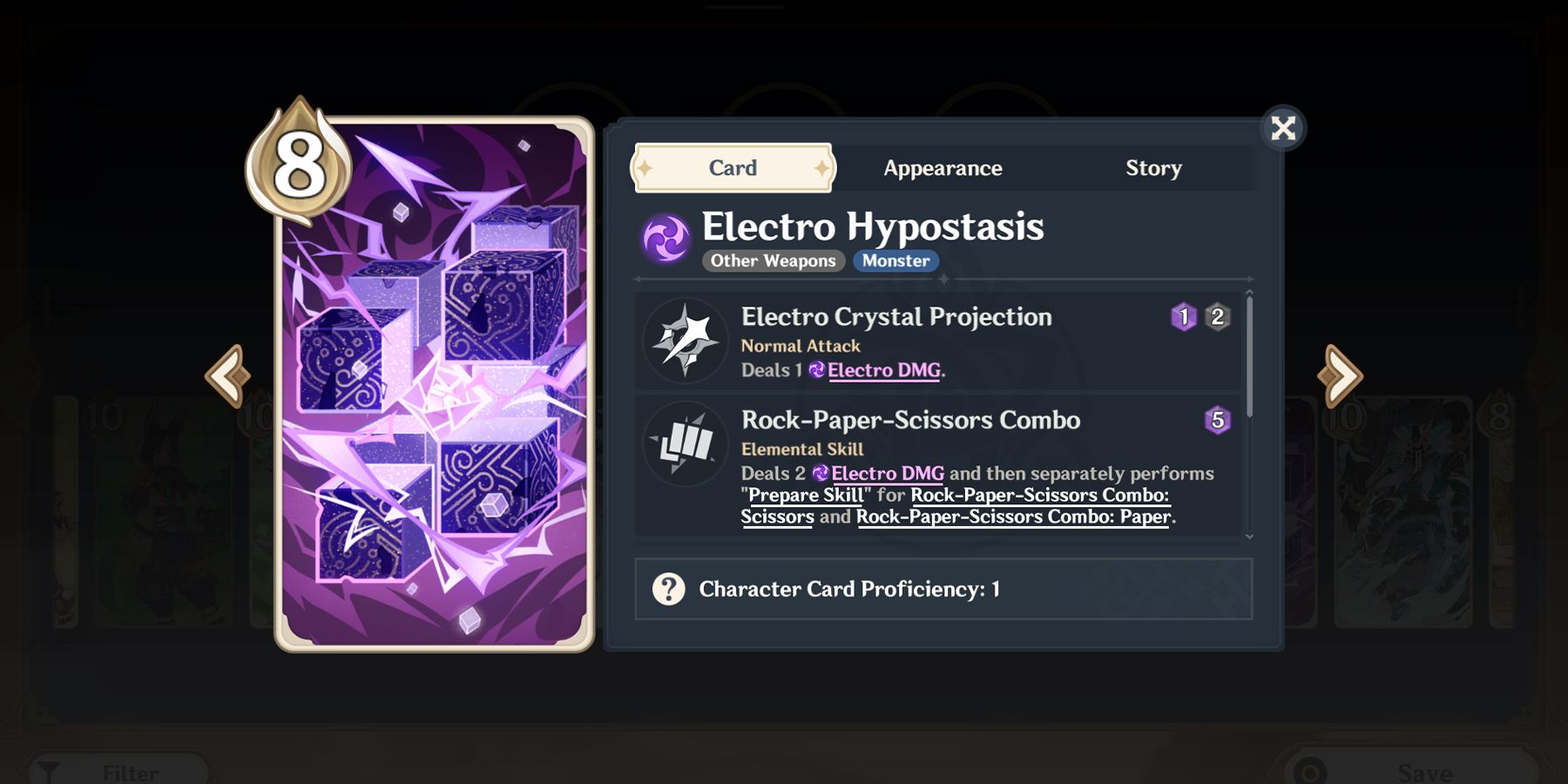 electro hypostasis talent in genshin impact tcg