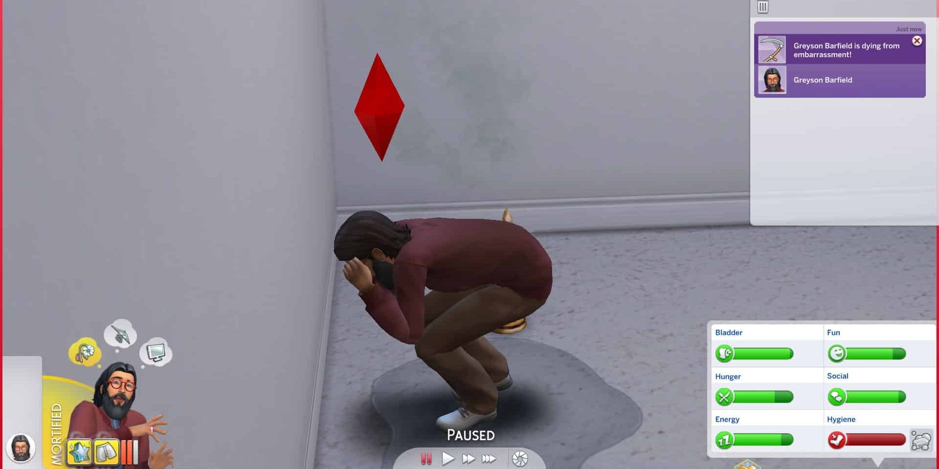 Embarrassed to Death in The Sims 4