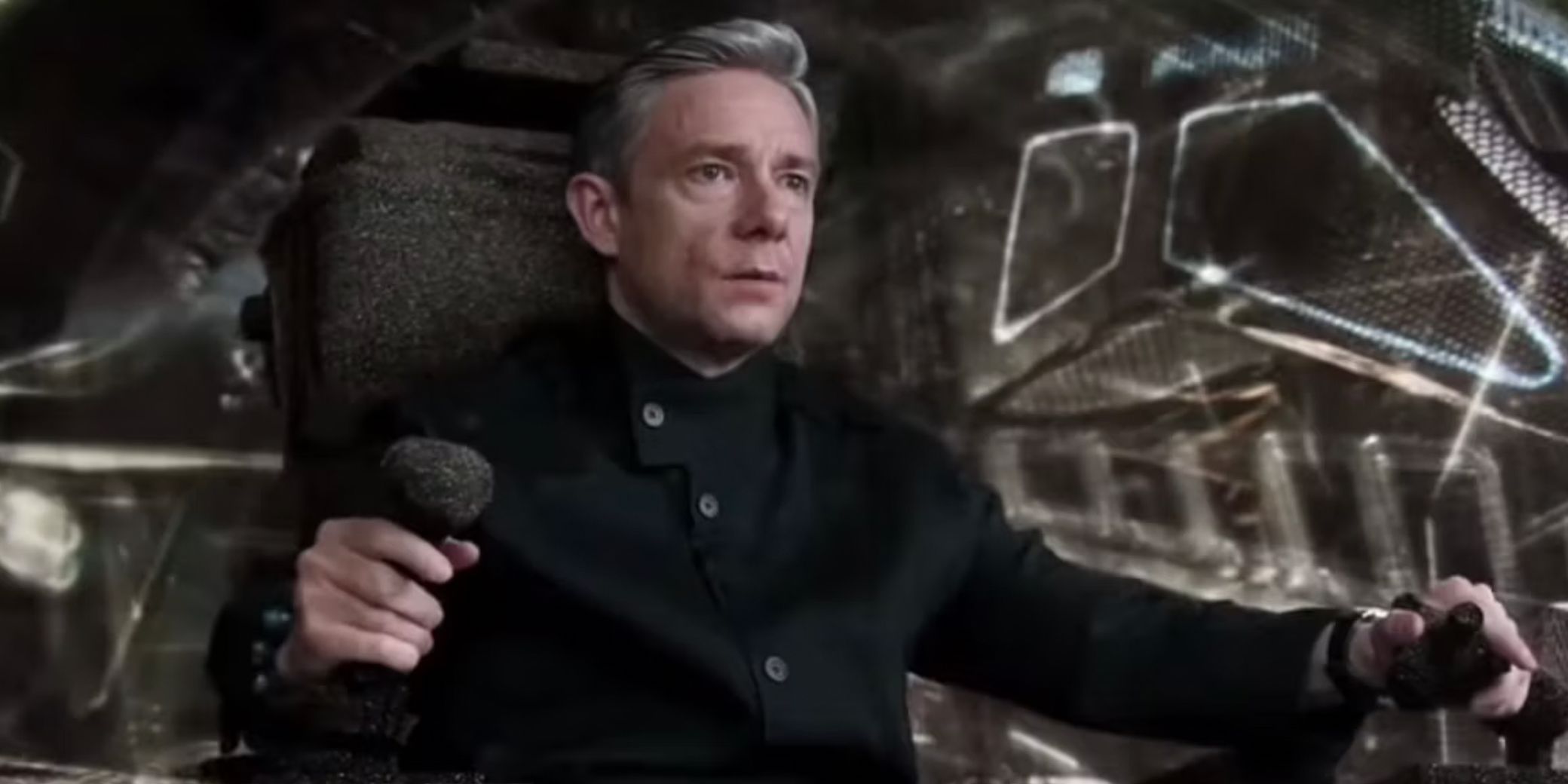 Everett Ross piloting a Wakandan craft in Black Panther Wakanda Forever