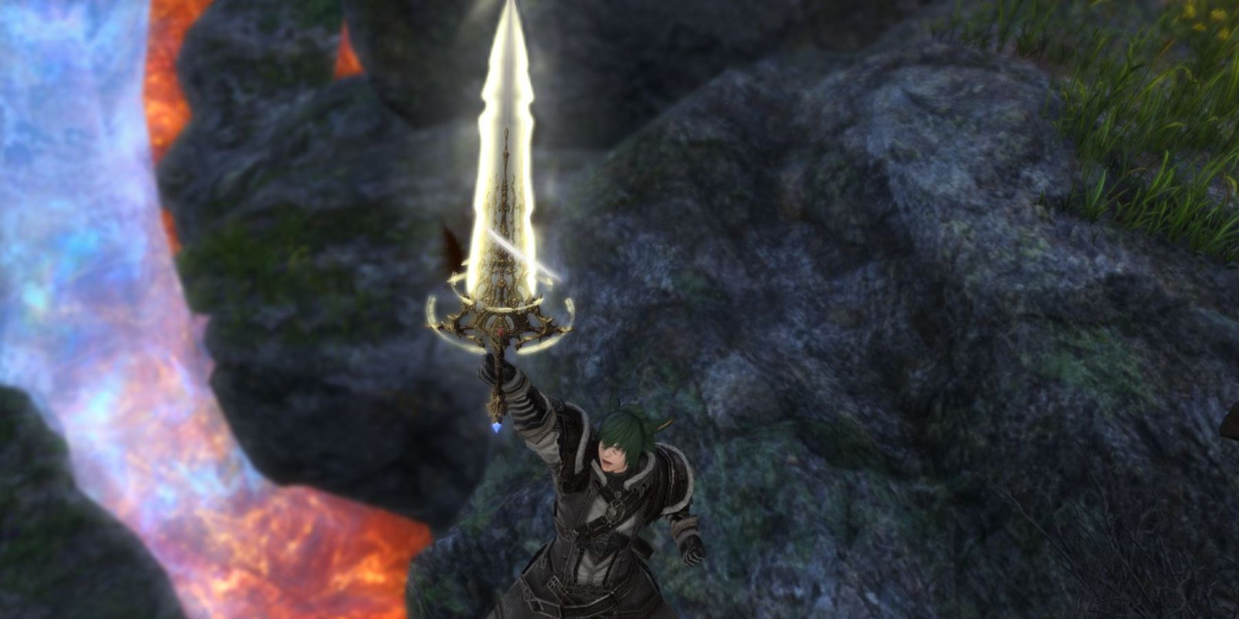 A player wielding Excalibur