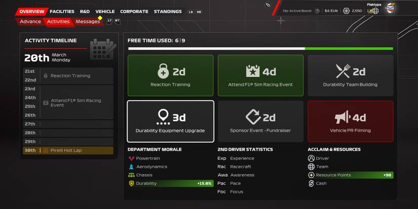 F1 23 MyTeam Career Activities