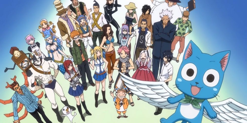 Happy and the other Fairy Tail members in the Sense of Wonder opening