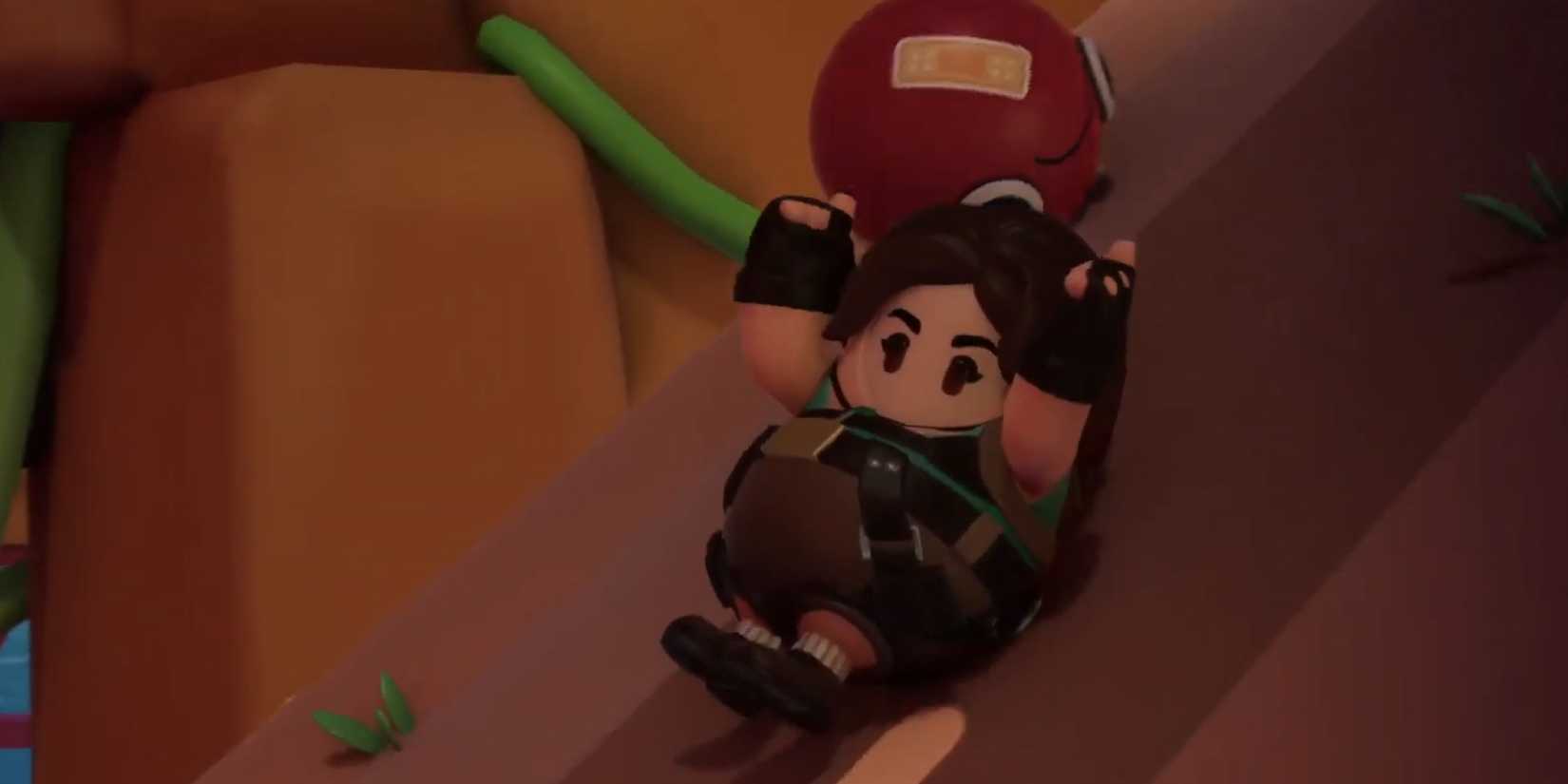 fall guys lara croft trailer shot