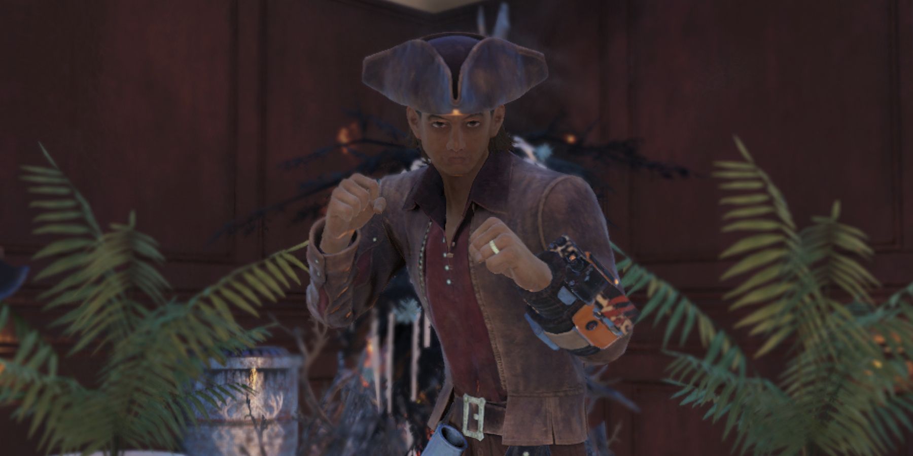 Fallout 76 Player Wearing Pirate Costume PvP