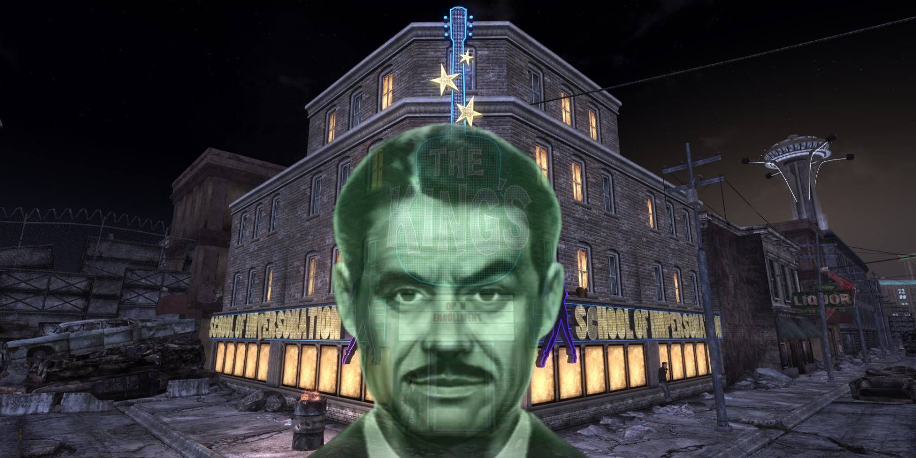 Mr. House over the King's School of Impersonation in Fallout: New Vegas