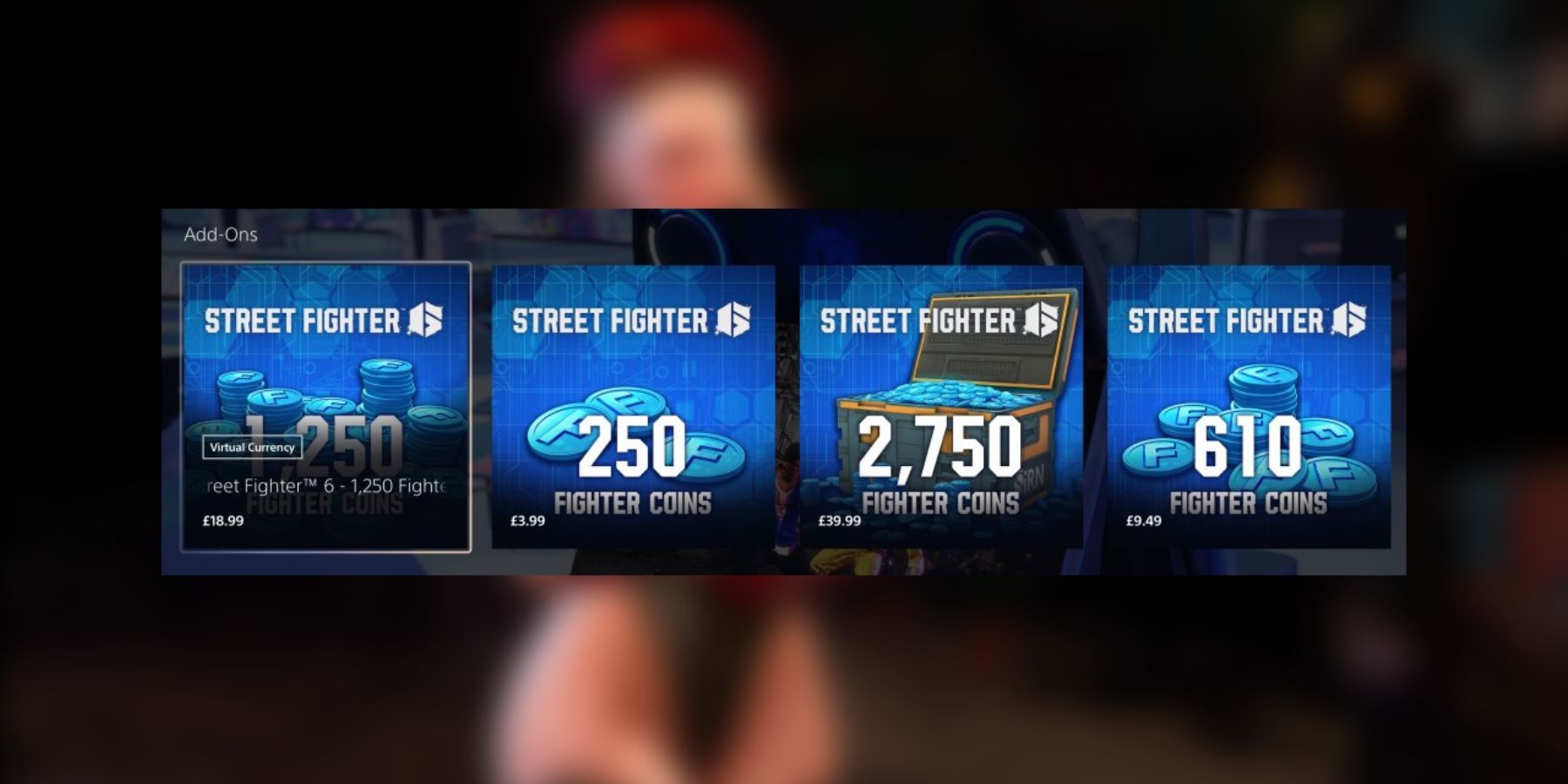 image showing prices for fighter coins in street fighter 6.