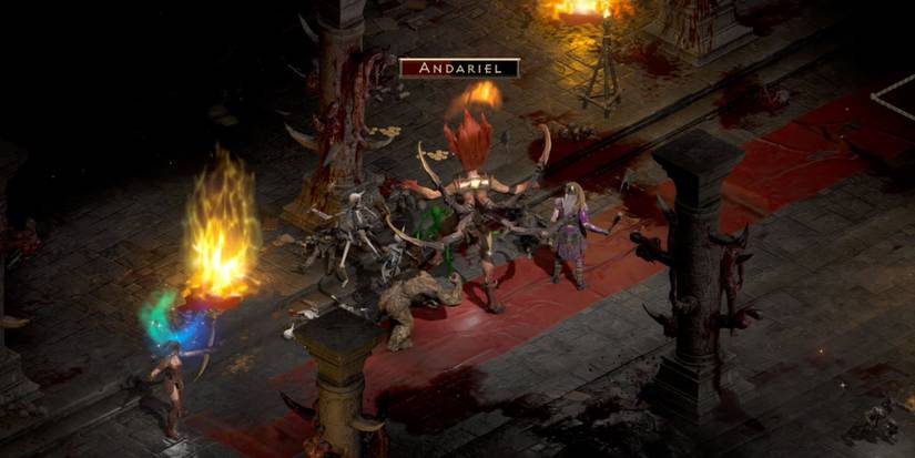 Fighting Andariel under the No Stats Boosts challenge