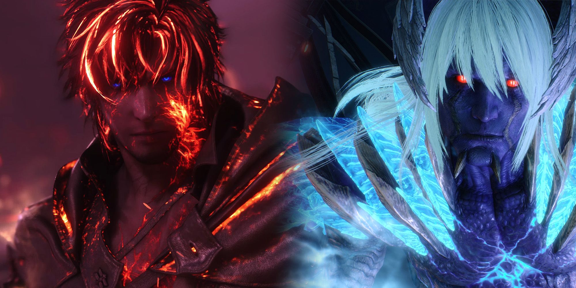 Final Fantasy 16 - Clive In Semi Primed State Side By Side With Nero In Devil Trigger Form