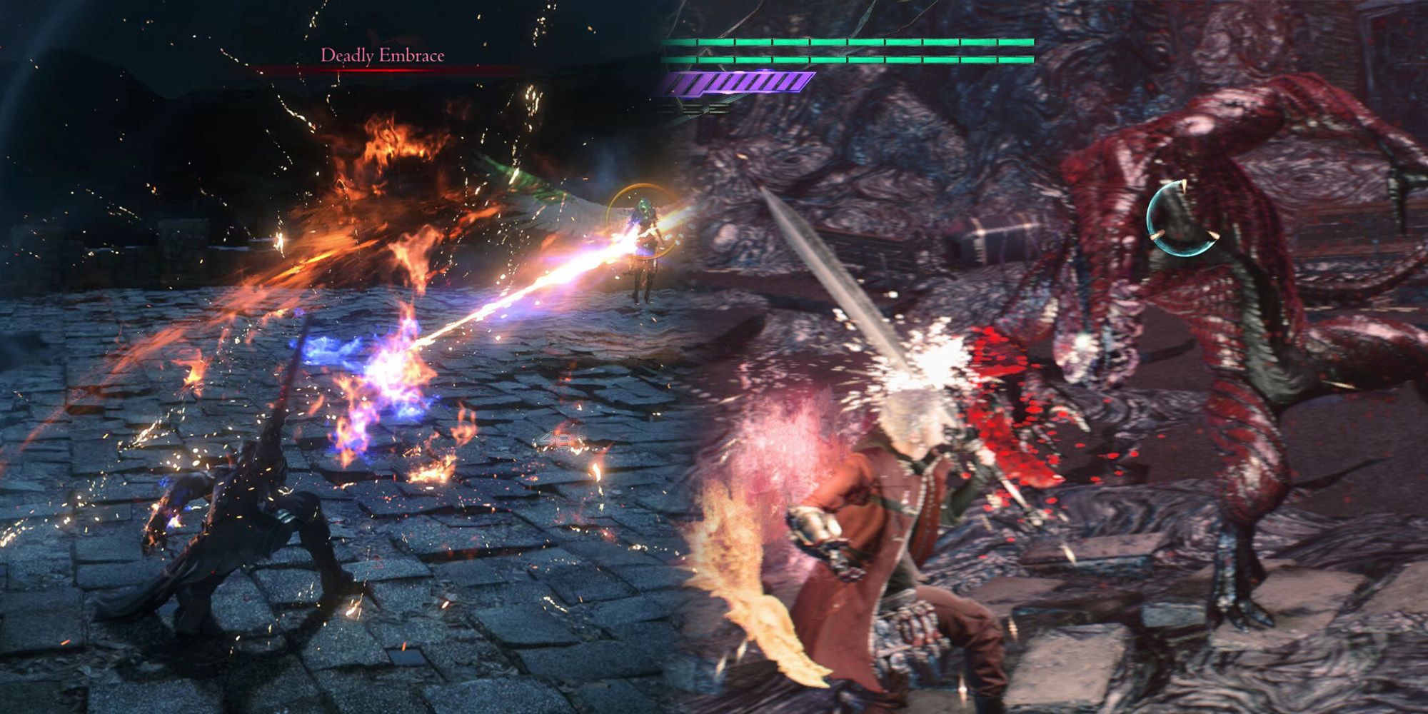 Final Fantasy 16 - Clive Parrying Benedikta Next To Image Of Nero Parrying Demon In DMC5