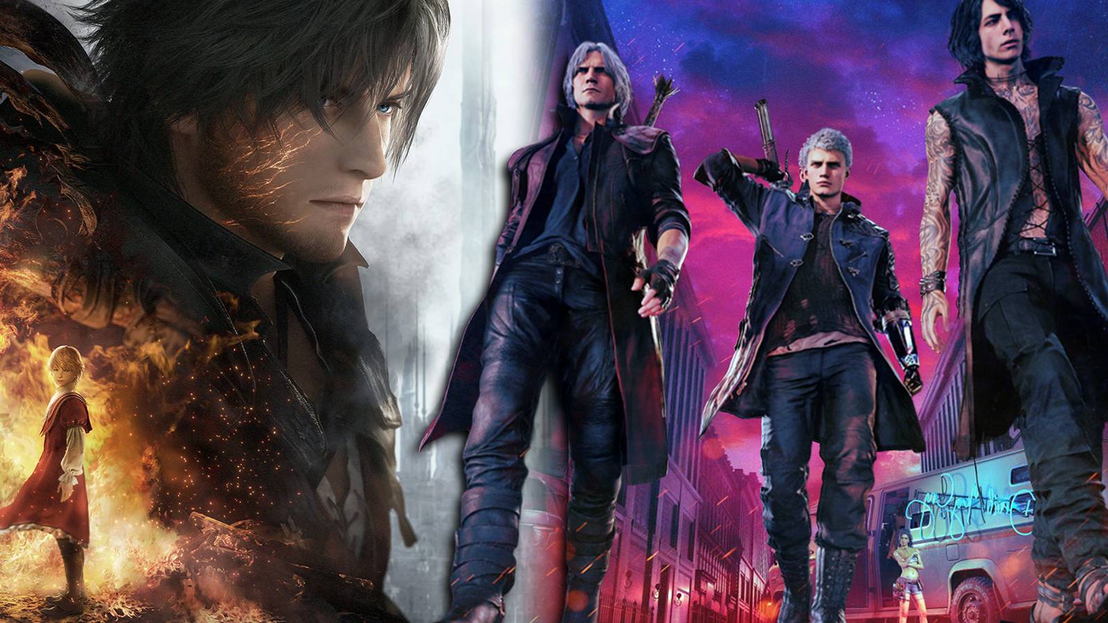 Final Fantasy 16 - Header Image For Combat Comparison Between FF16 and DMC