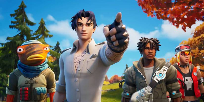 Lorenzo leading other characters on an expedition in Fortnite