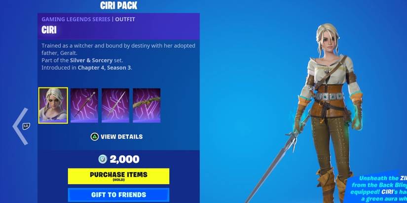 ciri gaming legends series pack in fortnite