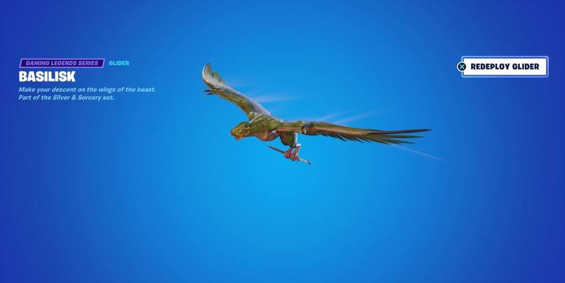basilisk from the witcher 3 as a glider in fortnite