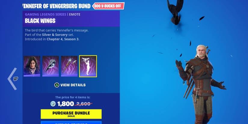 geralt using yennefer's black wings emote