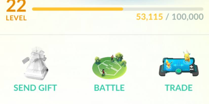 friend screen send gift, battle, trade in pokemon go