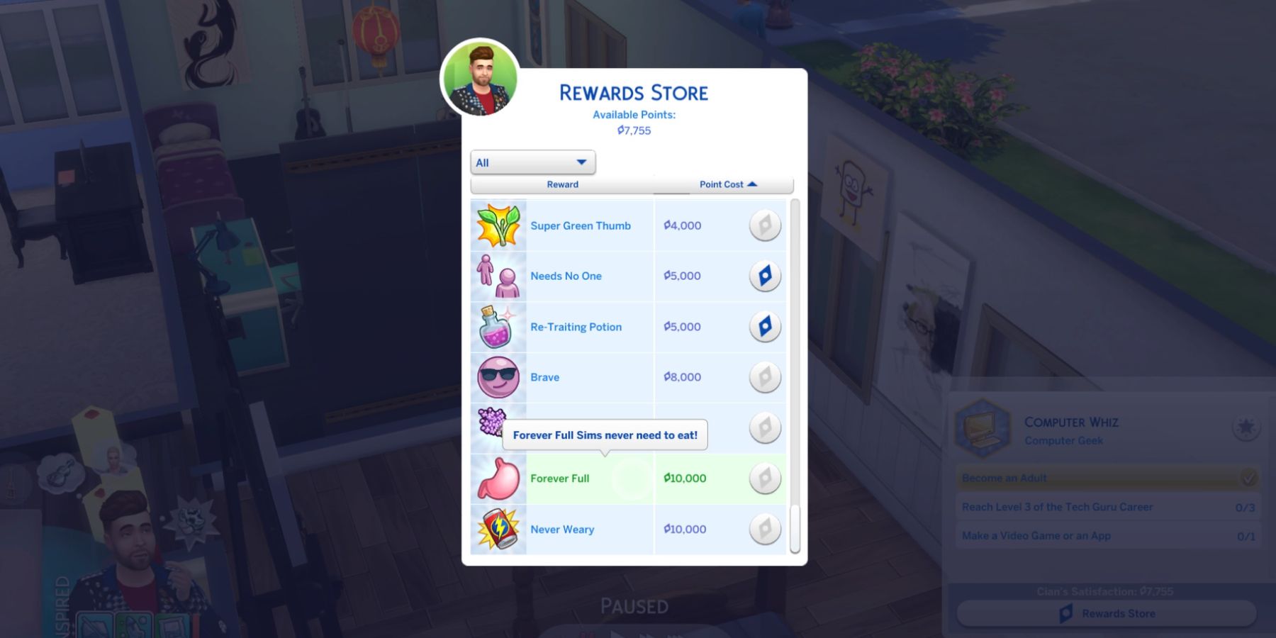 The Rewards Store in The Sims 4