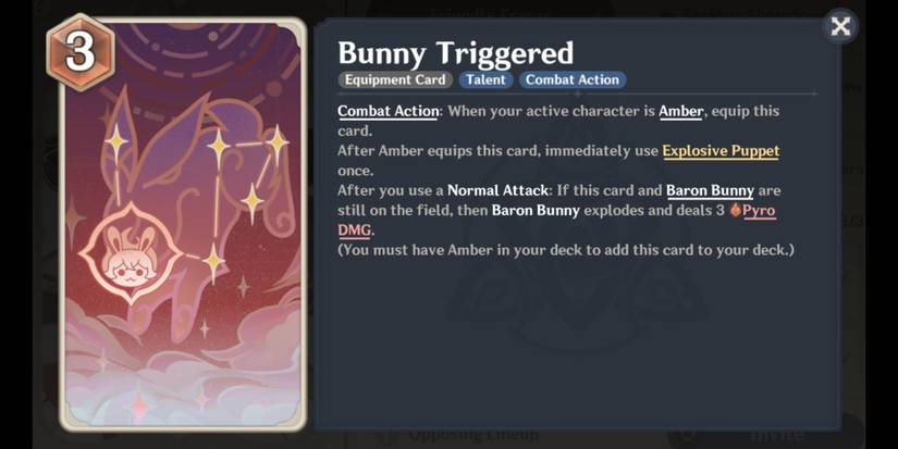 Genshin Impact Genius Invokation TCG Amber Talent Card