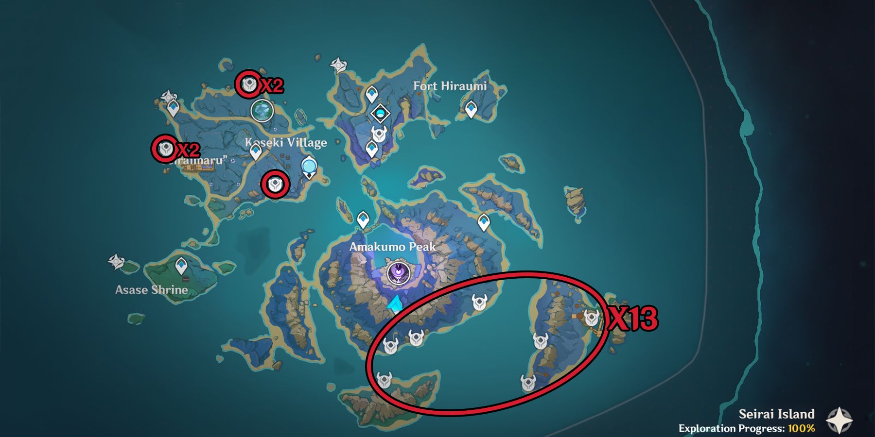 genshin impact hilichurl shooters location in seirai island