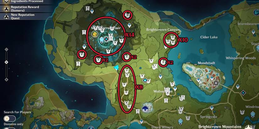 genshin impact hilichurls location in brightcrown mountains