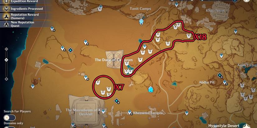 genshin impact hilichurls location in hypostyle desert