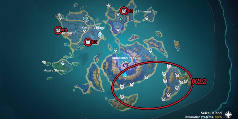 genshin impact hilichurls location in seirai island