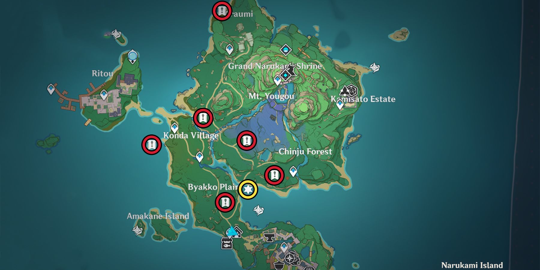 genshin impact mitachurls and lawachurls location in narukami island