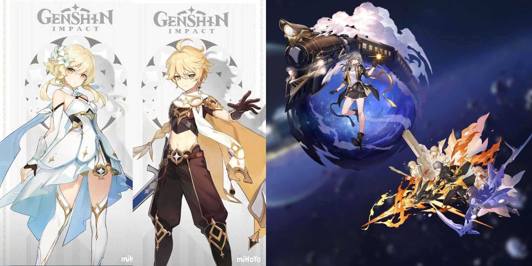 Genshin Impact Traveler Character Cards and Honkai Star Rail Trailblazer Splash Arts (1)