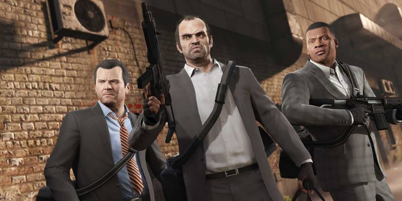 michael, trevor and franklin in suits