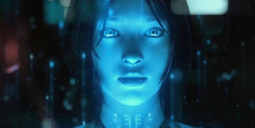 Cortana stares out through holographic matter 
