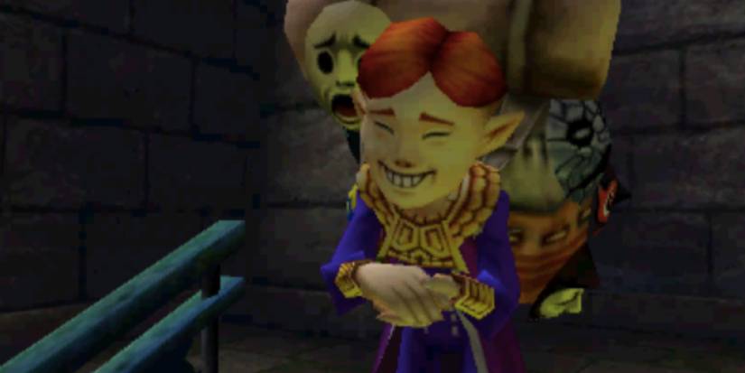 The Happy Mask Salesman smiling