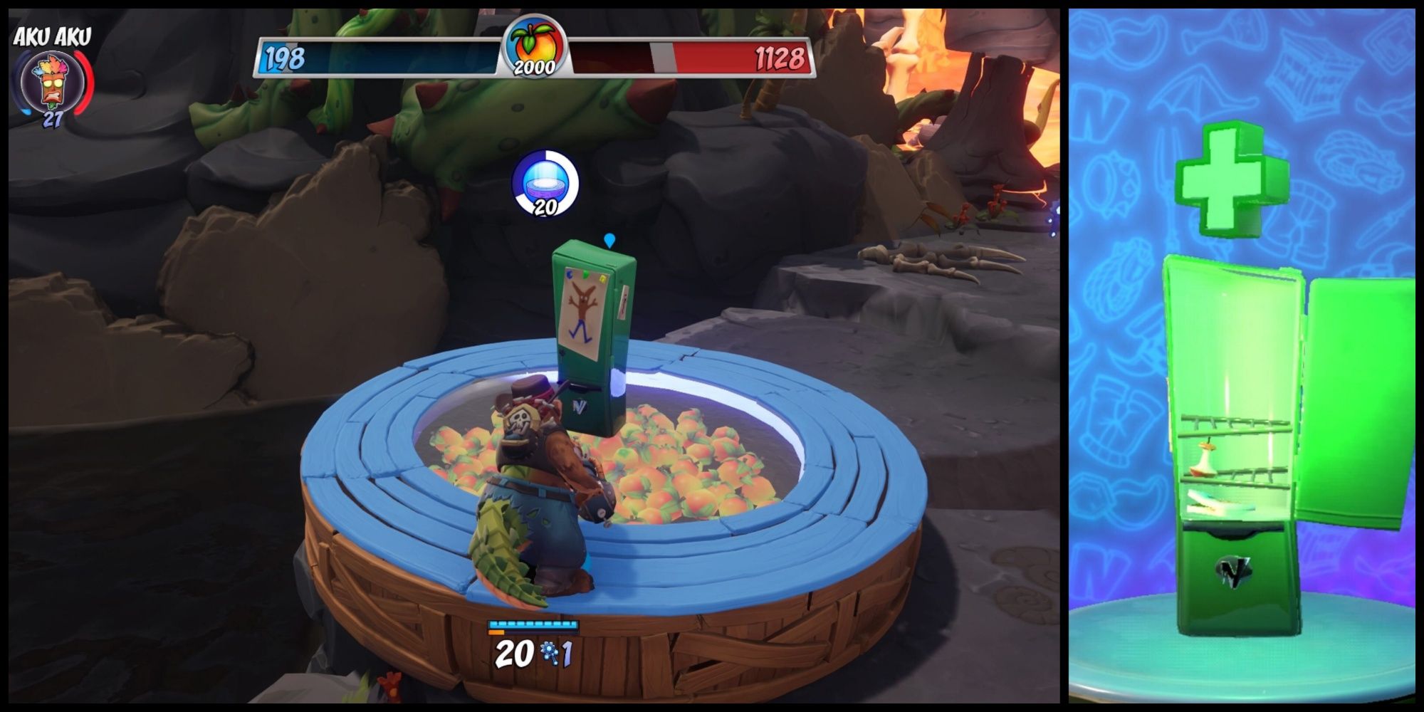 The Healing Fridge power from Crash Team Rumble as shown in game and in the main menu