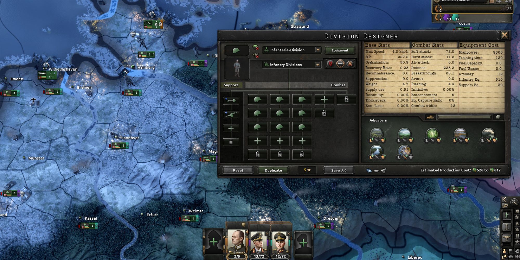 A player looking at a map and designing a division in Hearts of Iron 4