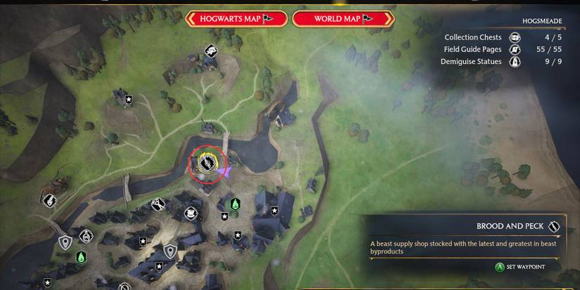 hogwarts legacy brood and peck map location