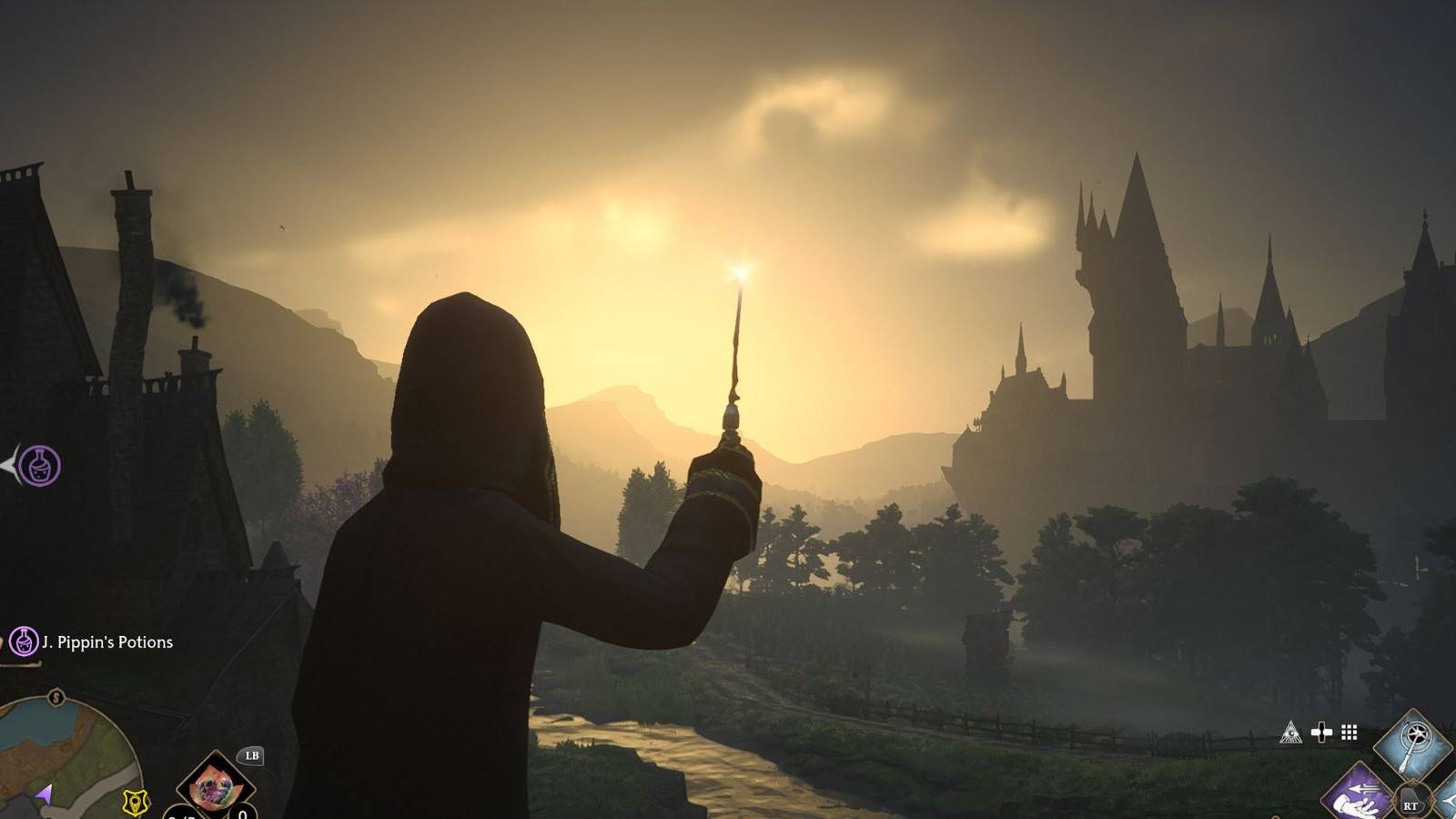 hogwarts legacy dark wizard build silhoutte hogwarts castle 