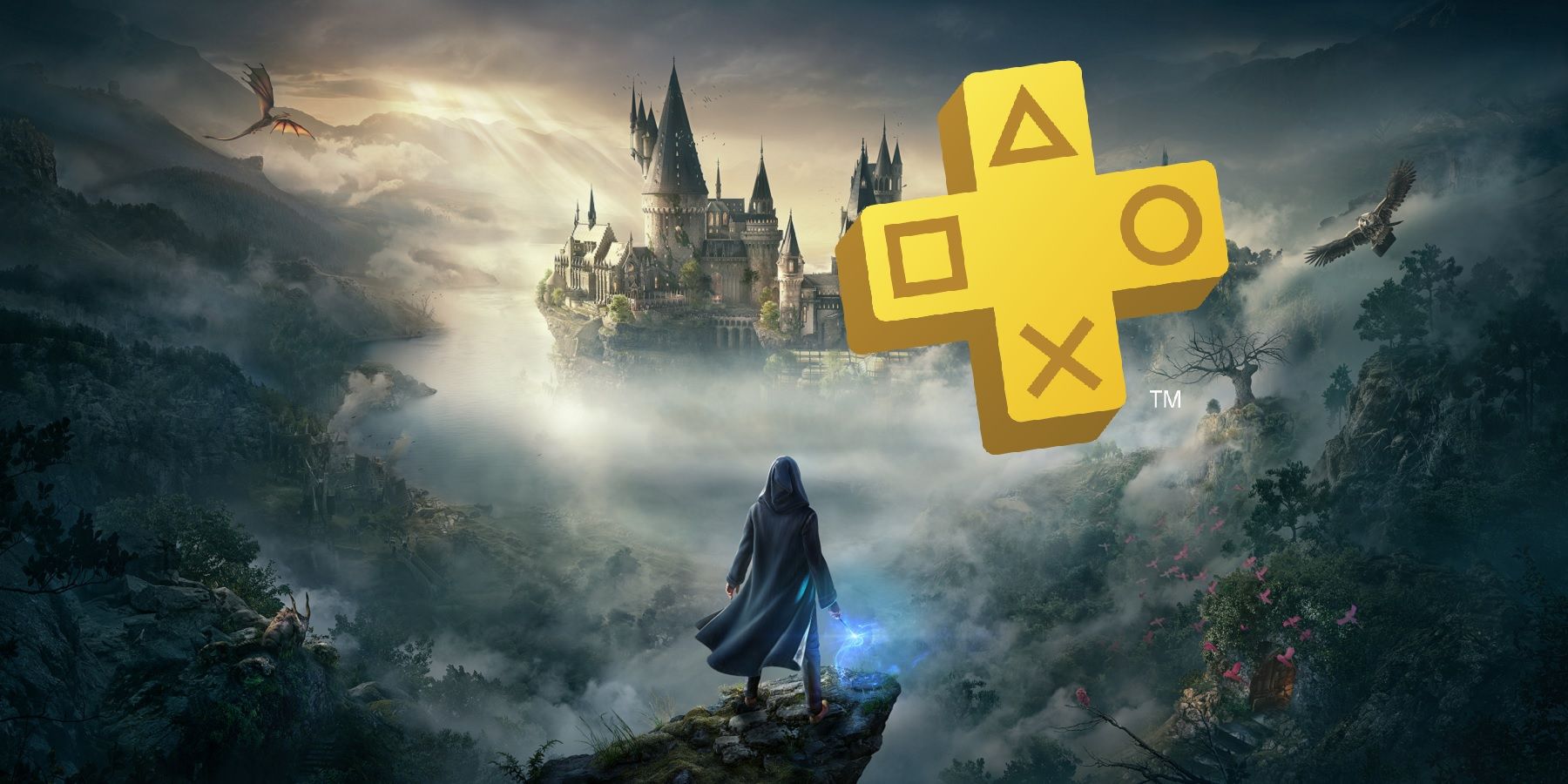 hogwarts legacy with ps plus logo