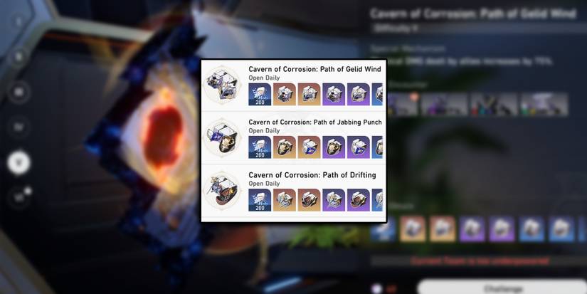 Honkai Star Rail - Entering One Of The Relic Fragmentum Portals With Relic UI Options On Top