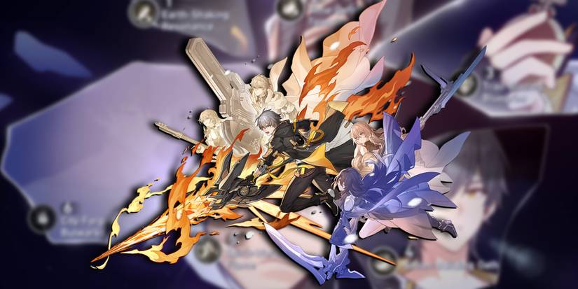 Honkai Star Rail - Fire Trailblazer Eidolon Screen With Trailblazer PNG On Top